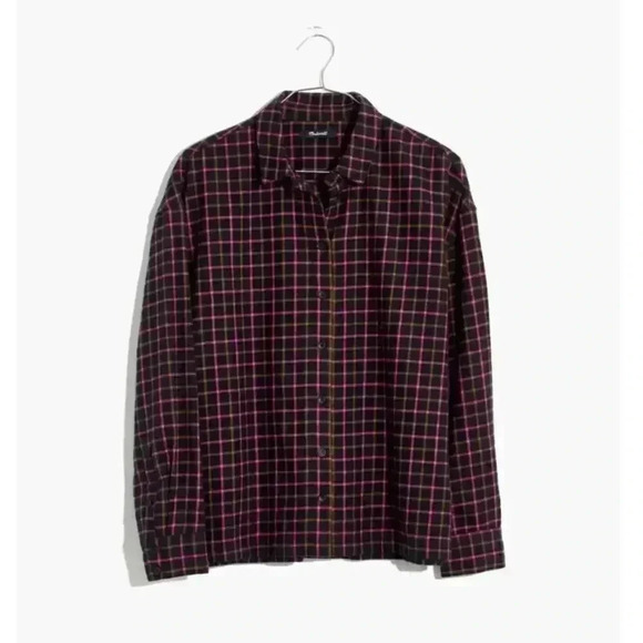 Madewell Long Sleeve XS Flannel Westlake Shirt In Stoppard Plaid Oversized - Picture 9 of 9